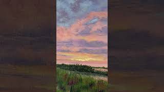 Introducing Sunset Over the Marsh Acrylic on Canvas Nature Landscape Painting 8&quot; x 10&quot;