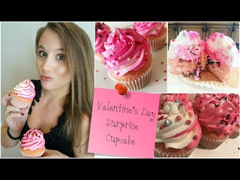 Valentine Day Surprise Cupcake - with hidden sprinkles inside!!