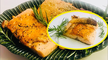 Real quick recipe for dinner! Butter Garlic Salmon pan fried with rosemary #how i cooked it?!