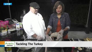 Prepping the turkey for Thanksgiving