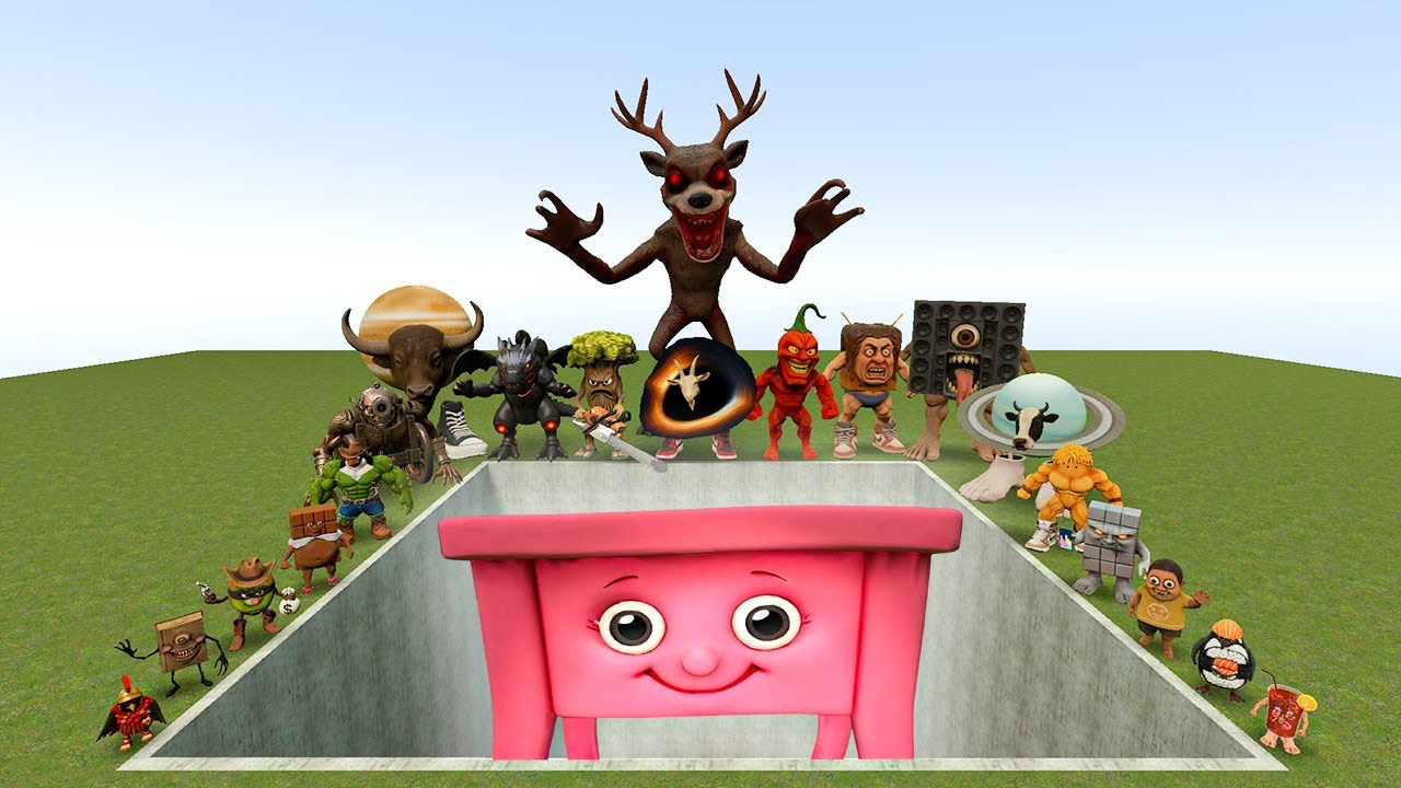 AI Brainrot Memes vs Table Girl Bosses in Giant Pit – Gmod Chaos