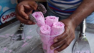 Jisan Ice Cream Parlour Dragon Fruit Ice Cream Rolls @ Tk 150 Only! Yummy Street Food Bangladesh