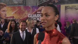 Guardians Of The Galaxy Vol 2 Zoe Saldana Gamora Red Carpet Movie Premiere Interview Screenslam