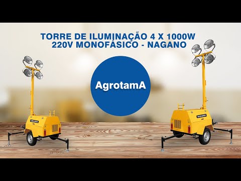 Vídeo de Torre de Iluminação 4 x 1000w Elevação 9m com Gerador 220v Monofásico a Diesel 10kw