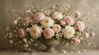 Vintage Floral Art 4K TV Screensaver 6 Hours | Pink Peonies & Roses | Smart TV Wall Art screenshot 3