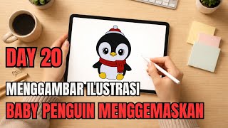 Lanjut Menggambar Ilustrasi Karakter Penguin Lucu di Infinite Painter 🔥 Day - 20