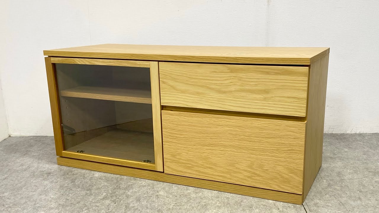 美品✴︎希少✴︎無印良品 オーク テレビボード サイドボード ガラス扉 引出し付 ○ 無印良品 MUJI オーク材 テレビボード テレビ台 ガラス扉