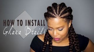 How to install Ghana Cornrows / Invisible Cornrows on Natural Hair - YouTube