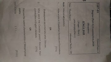 English Hons||Paper 1| Part 1|Patliputra University| 2020| Questions.