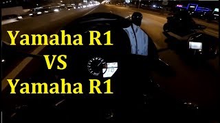 Yamaha R1 vs Yamaha R1 Москва Гонки Варшавское шоссе (Сжег сцепление) Moto Vine