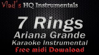 7 Rings Karaoke Instrumental - Ariana Grande Lyrics  * Free Midi DL *