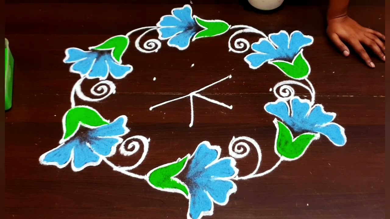 Beautiful poo kolam 7x4 dots