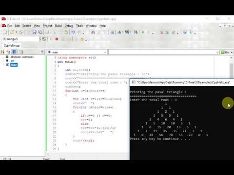 C++ to printing Pascal's triangle in  pyramid