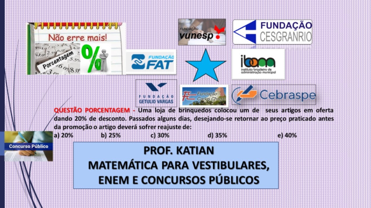 "PORCENTAGEM" EM CONCURSOS PÚBLICOS - Uma mercadoria teve um aumento de 10% em um mês e de mais 10%