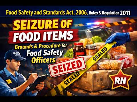 FSS Act 2006 Rules Regulations 2011 Seizure of Food Items Grounds Procedure for FSO