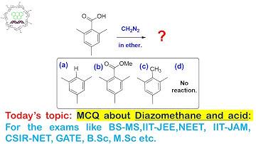 MCQ about Diazomethane and acid: For exams like BS-MS, IIT-JEE, NEET, IIT-JAM, CSIR-NET, GATE etc.