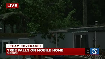 Tree falls on mobile home in Windham