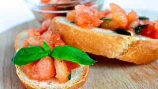 Брускетта с помидором. Bruschetta al pomodoro. Итальянская кухня.