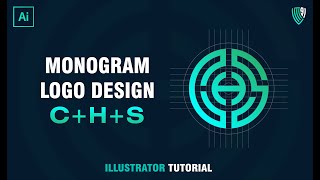CHS Monogram Logo Design Circular Shape | Adobe Illustrator Tutorial