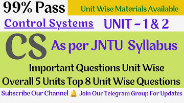 CS | Control Systems Important Questions | Important Questions | 99% Pass | #cs  #ece  #jntu