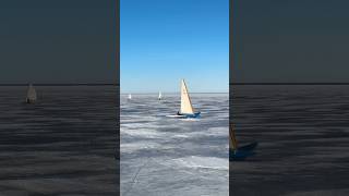Буер или парусные сани, катка на Финском заливе, Петергоф #shrots #iceyacht #iceboat #зима #яхта