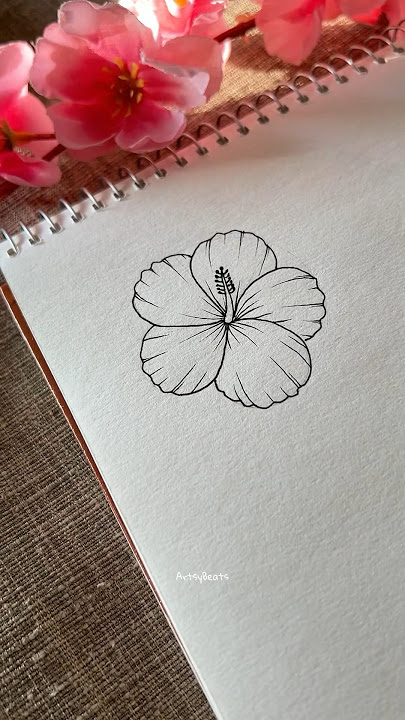 Easy hibiscus flower drawing 🌺✍️ #shortsviral #arttherapy #learnart #stepbystep #drawingtutorial