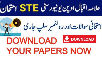 BA/BCOM STE Autumn 2020 Roll No Slip and Papers-Download Semester Terminal Exams (STE) now