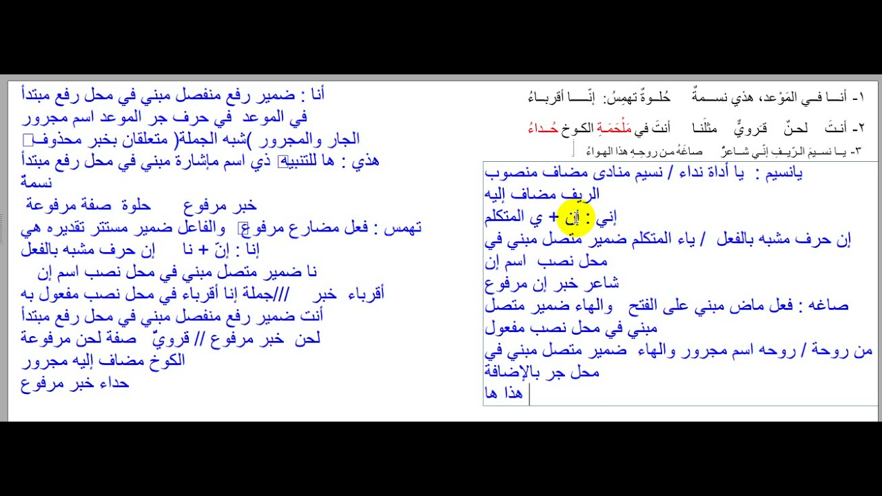 عرس في الريف إعراب القصيدة