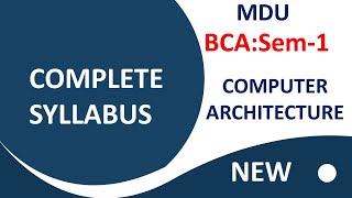 Introduction to COMPUTER ARCHITECTURE | BCA | MDU BCA Syllabus | AICTE model | New Syllabus