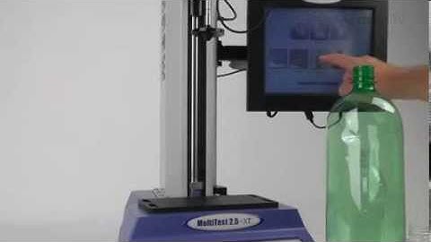 Mecmesin MultiTest-xt Top Load Testing with bottle height measurement - Video by Mecmesin