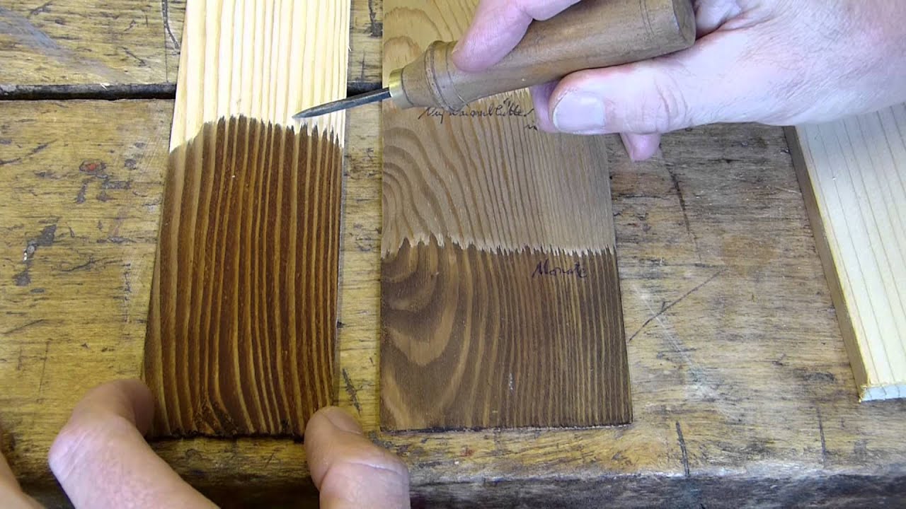 Beize vom Holz entfernen, Entfärben von Holz - YouTube