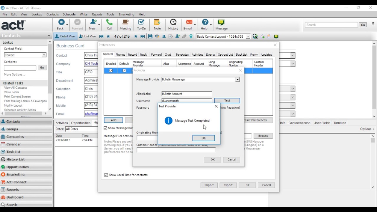 ACT Mobile Messenger - Bulletin Setup