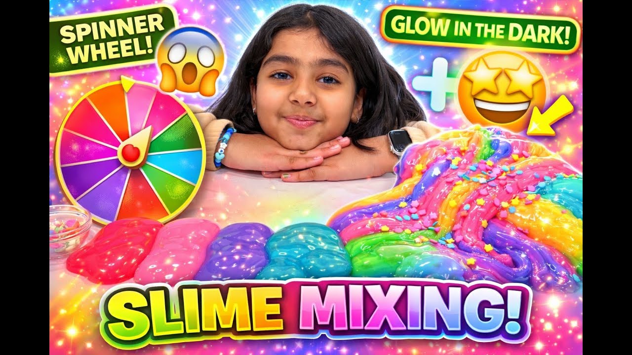 Spinner Chooses the Slime Color! 🌀✨ Glow in the Dark Slime Mixing Challenge 😲 #slimemixing #crazy