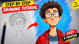 How to Draw a Cute Cartoon Boy with Glasses & Curly Hair | Easy Drawing Tutorial How to Draw a Cute Cartoon Boy with Glasses & Curly Hair | Easy Drawing Tutorial