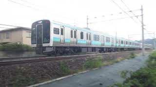 E131系200番台3+3連試運転列車塩尻行大門北公園付近通過