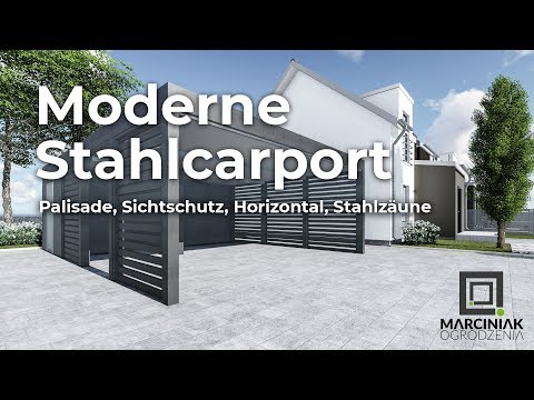 Moderne Stahlcarports, Zäune, Tore, Pforten