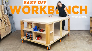 The Heart Of My Workshop | EASY DIY Workbench! Mobile with Storage And Plans