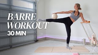 30MIN BARRE WORKOUT | Weights + Ball