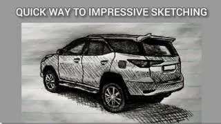 EASY Drawing tutorial of Toyota GD6 Fortuner legender SUV
