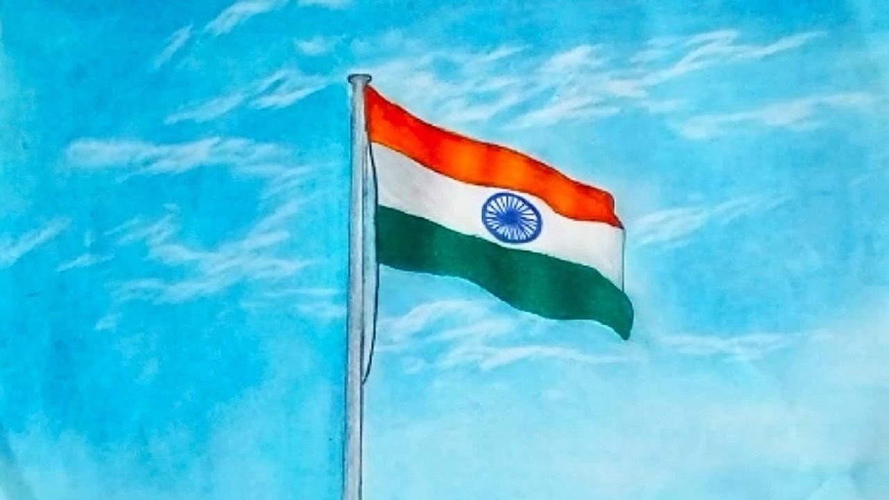 Indian Flag Drawing - How To Draw National Flag of India Step by Step