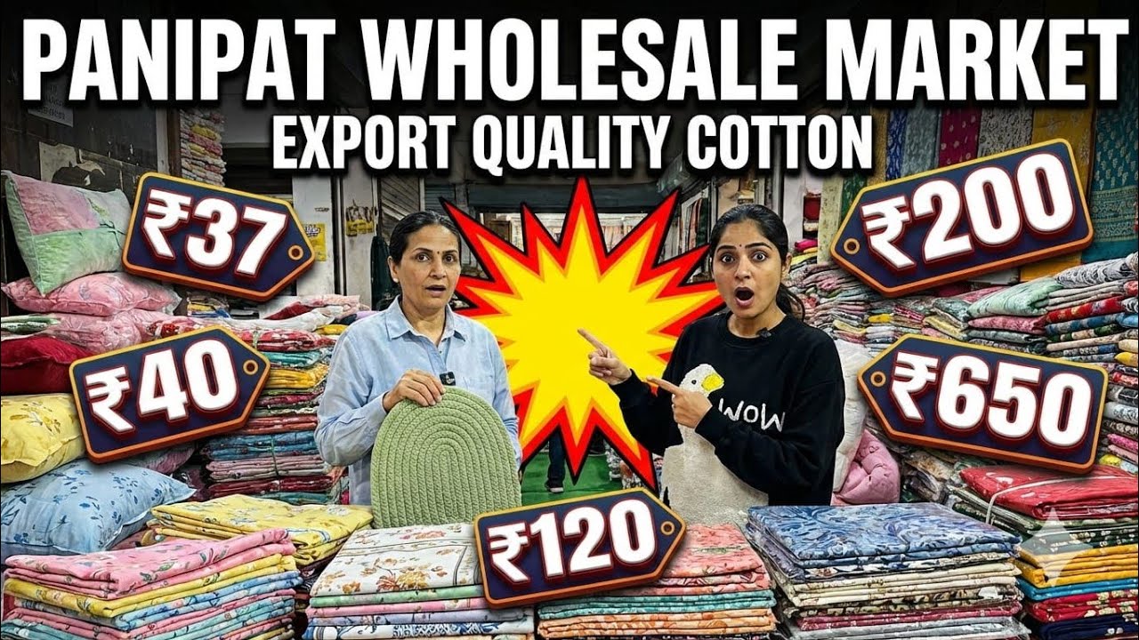 Panipat Wholesale Bed Sheets 😱 ₹37 Pillow Cover | ₹120 Cotton BedSheet | Export Quality Lot Sale