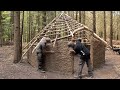 Building a Roundhouse: Clay Walls with Bare Hands | Bushcraft Shelter (PART 6)