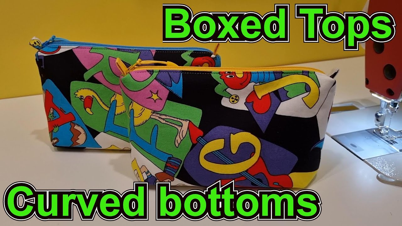 How to sew cute little rounded curve pouch with boxed corners at the top. Fully lined & no bindings