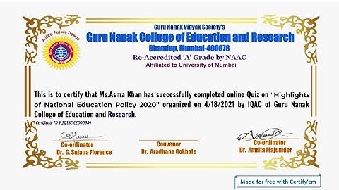 NATIONAL EDUCATION POLICY CERTIFICATE QUIZ l CERTIFICATE QUIZ FREE l E Certificate Courses free l