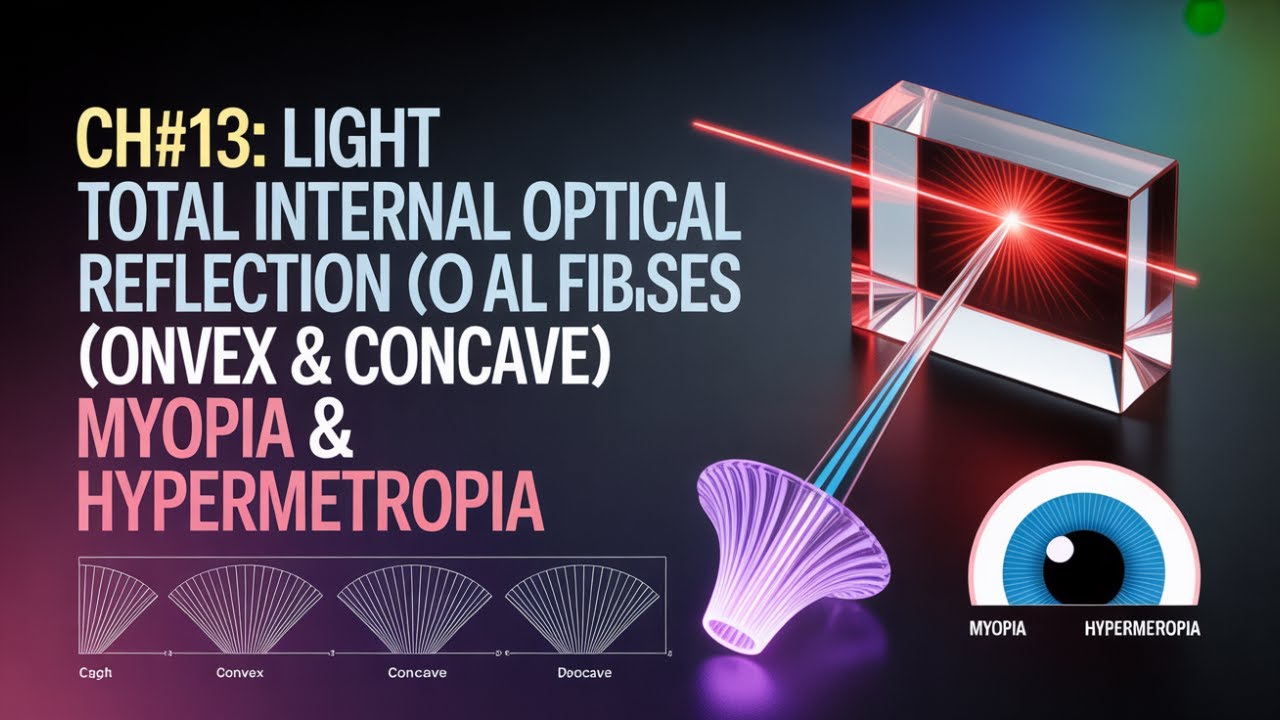 IGCSE Physics Ch#13: LIGHT 🔥 Total Internal Reflection, Optical Fibre, Lenses & Defects of Eye