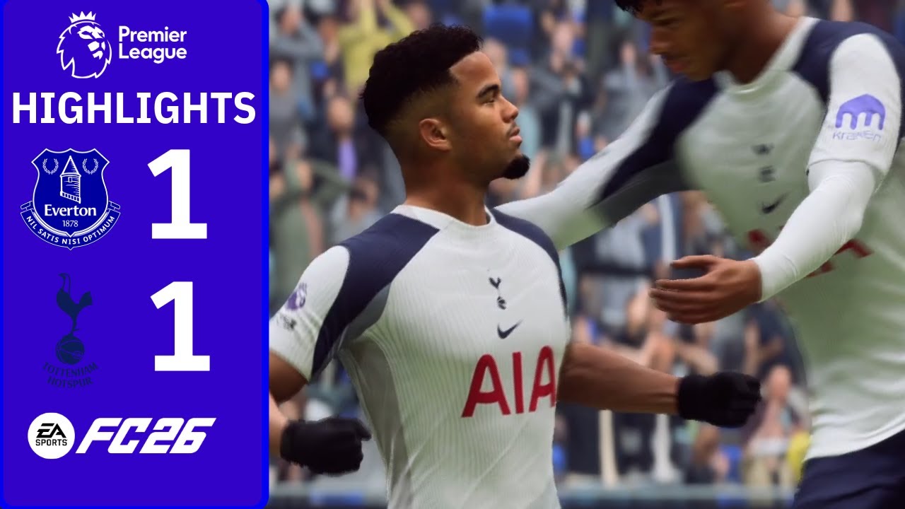 Kluivert scores BEAUTY to earn point for Spurs! 💥| Everton 1-1 Tottenham | FC 26 EPL Highlights