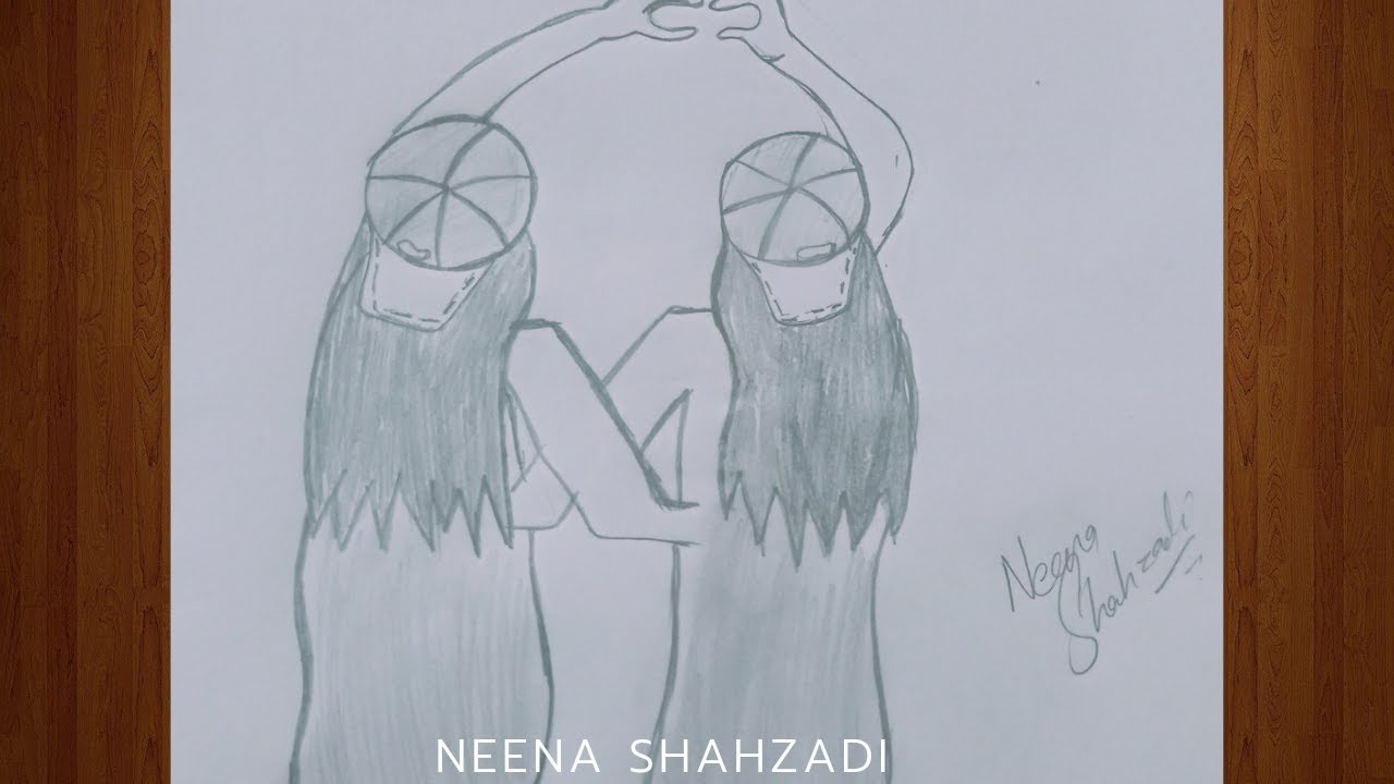 two Girls Best Friends||Pencil sketch  beginner