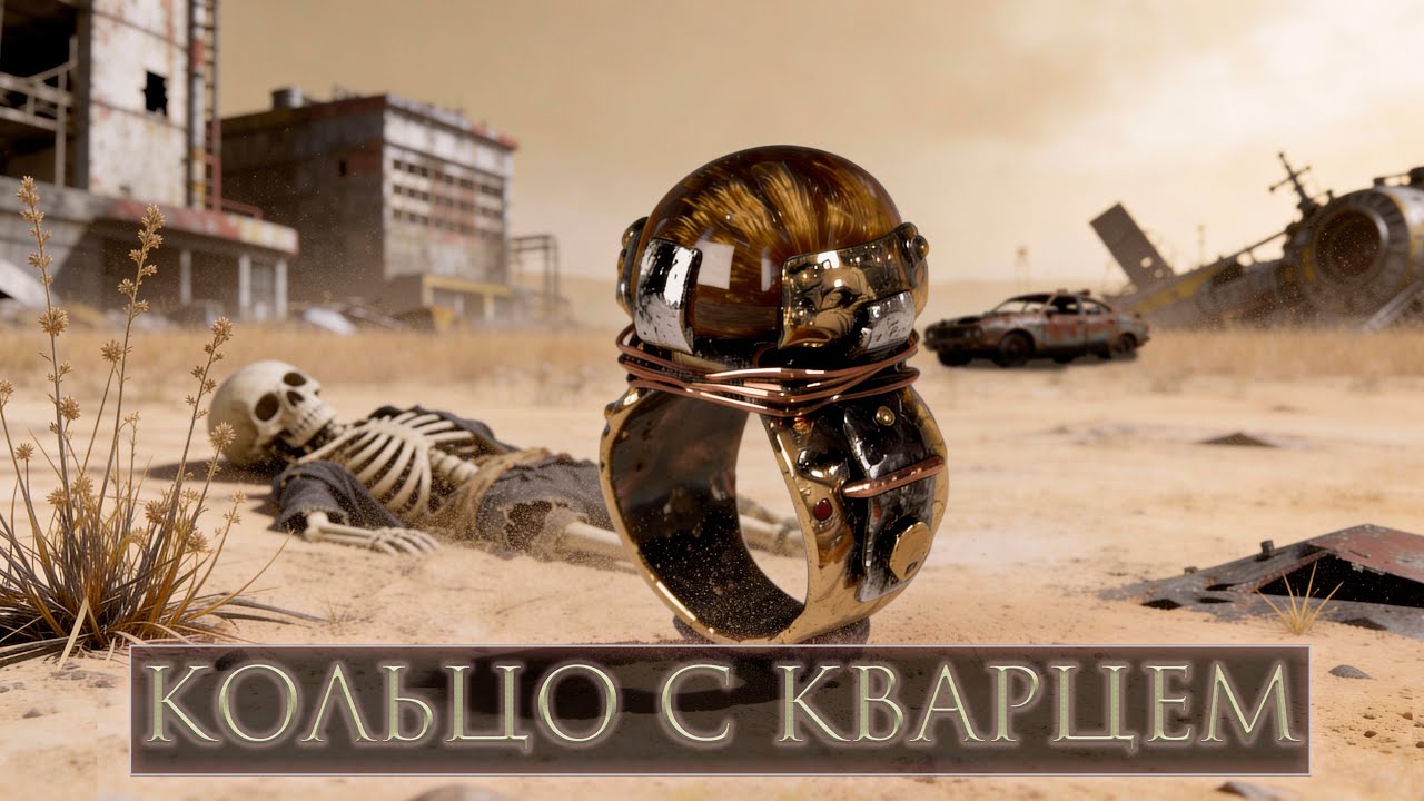 Кольцо с чертополоховым кварцем. В стиле фалаут. 