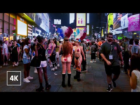 New York, Hoa Kỳ | Quảng Trường times | Đi Bộ Thành Phố Ban Đêm 4K