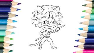 Cat Noir from Miraculous Ladybug Coloring Page